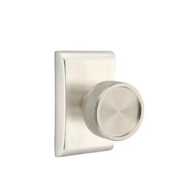Emtek Select Passage Interior Mortise w/ Neos Rosette & Conical Stem, Knurled Knob, Satin Nickel (RH)