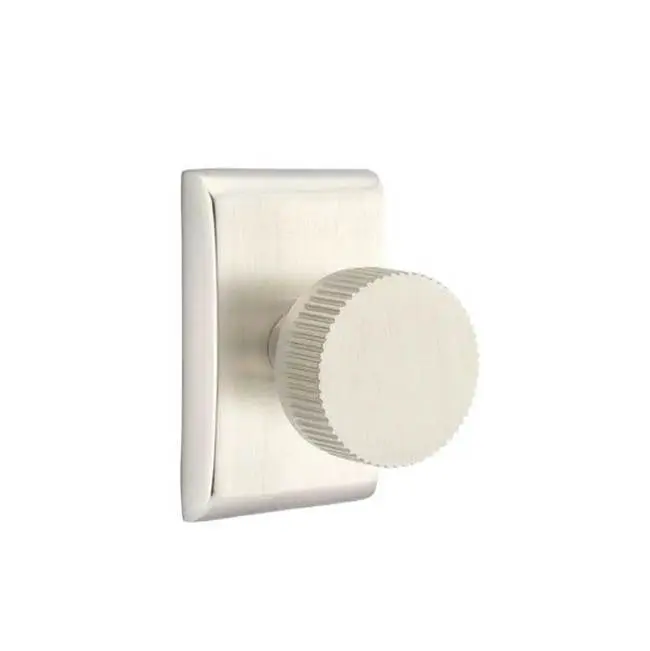 Emtek Select Passage Interior Mortise w/ Neos Rosette & Conical Stem, Straight Knurled Knob, Satin Nickel (LH)