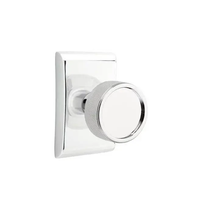 Emtek Select Passage Interior Mortise w/ Neos Rosette & Conical Stem, Knurled Knob, Polished Chrome (RH)