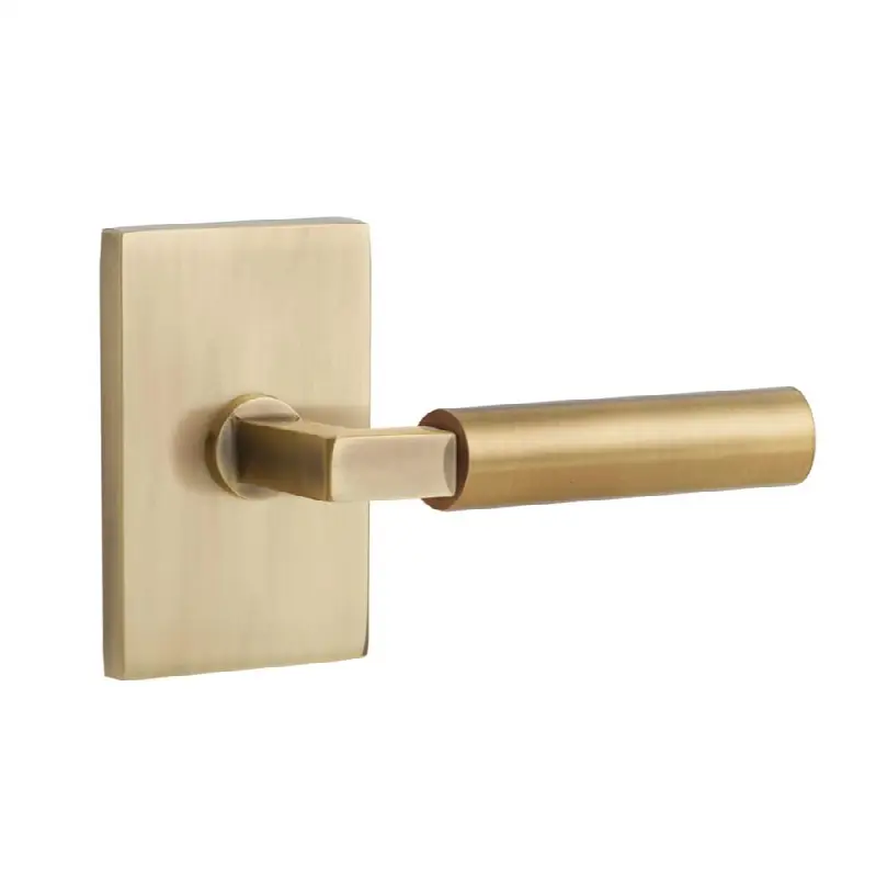 Emtek Select Passage Interior Mortise w/ Modern Rectangular Rosette & L-Sq. Stem, Smooth Lever (RH)
