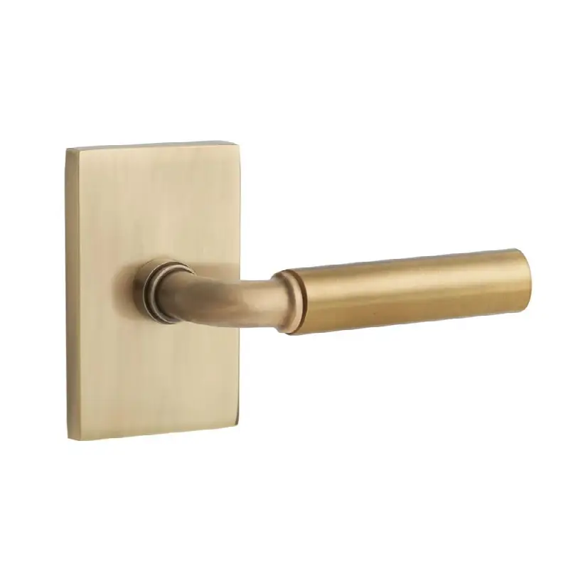 Emtek Select Passage Interior Mortise w/ Modern Rectangular Rosette & R-Bar Stem, Smooth Lever (RH)