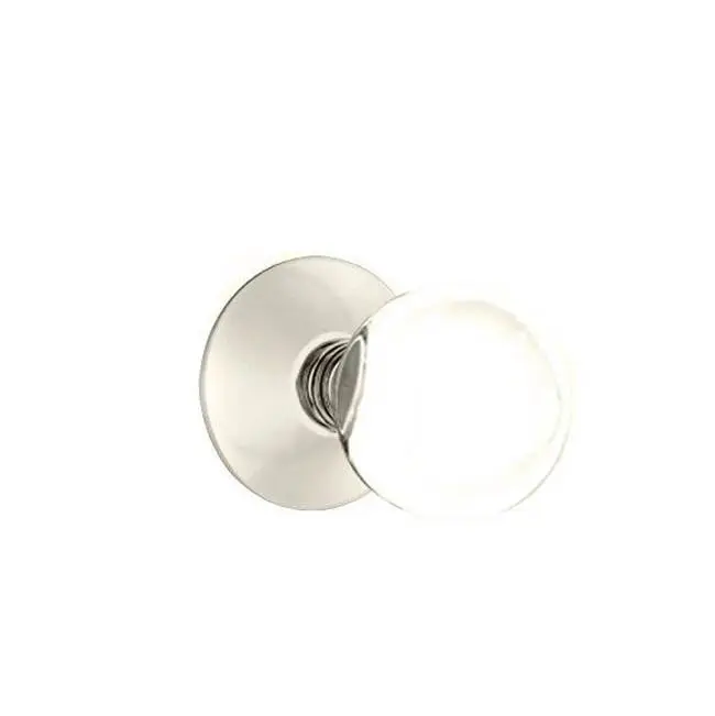 Emtek Privacy Interior Mortise Set w/ Modern Rosette & Bristol Glass Knob, Polished Nickel (LH)