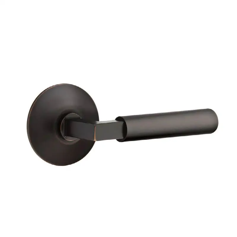 Emtek Select Privacy Interior Mortise w/ Modern Rosette & L-Square Stem, Smooth Lever (RH)