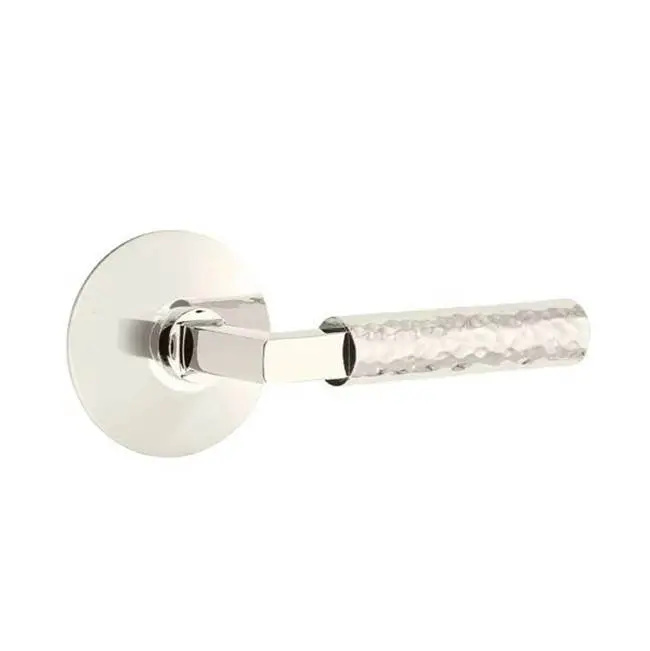 Emtek Select Privacy Interior Mortise w/ Modern Rosette & L-Square Stem, Hammered Lever (RH)