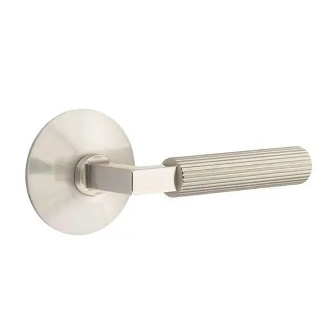 Emtek Select Privacy Interior Mortise w/ Modern Rosette & L-Square Stem, Straight Knurled Lever (RH)