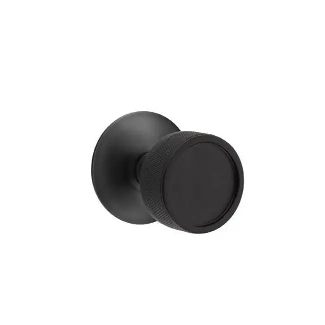 Emtek Select Privacy Interior Mortise w/ Modern Rosette & Conical Stem, Knurled Knob, Flat Black (LH)