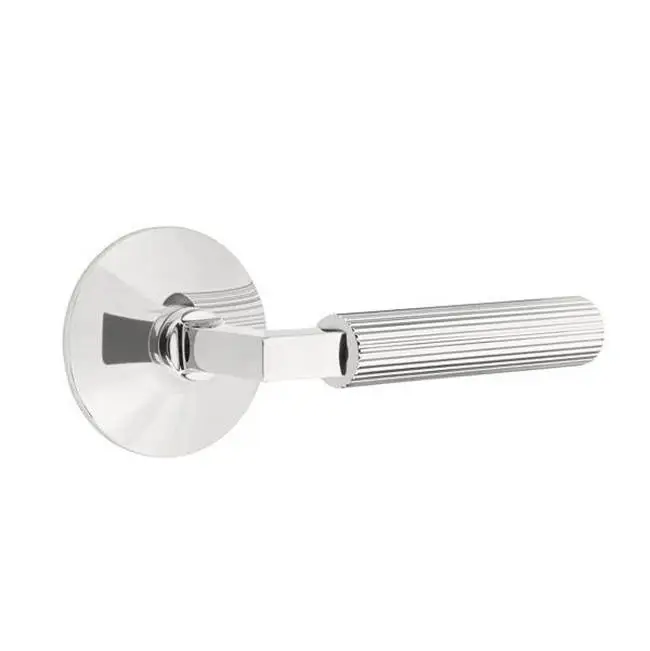 Emtek Select Privacy Interior Mortise w/ Modern Rosette & L-Square Stem, Straight Knurled Lever (LH)