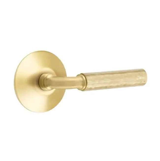 Emtek Select Privacy Interior Mortise w/ Modern Rosette & R-Bar Stem, Hammered Lever (RH)