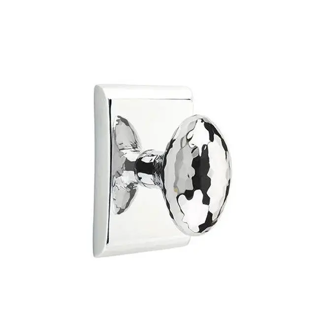 Emtek Privacy Interior Mortise Set w/ Neos Rosette & Hammered Egg Knob, Polished Chrome (LH)