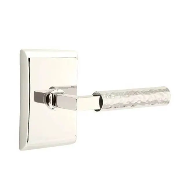 Emtek Select Privacy Interior Mortise w/ Neos Rosette & L-Square Stem, Hammered Lever (RH)