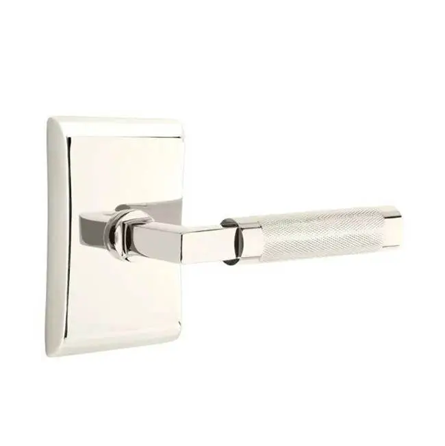Emtek Select Privacy Interior Mortise w/ Neos Rosette & L-Square Stem, Knurled Lever (LH)