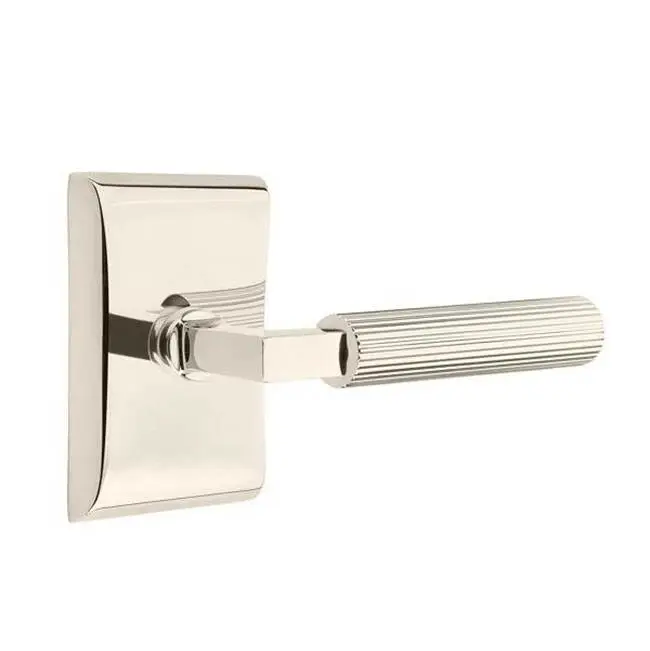 Emtek Select Privacy Interior Mortise w/ Neos Rosette & L-Square Stem, Straight Knurled Lever (LH)