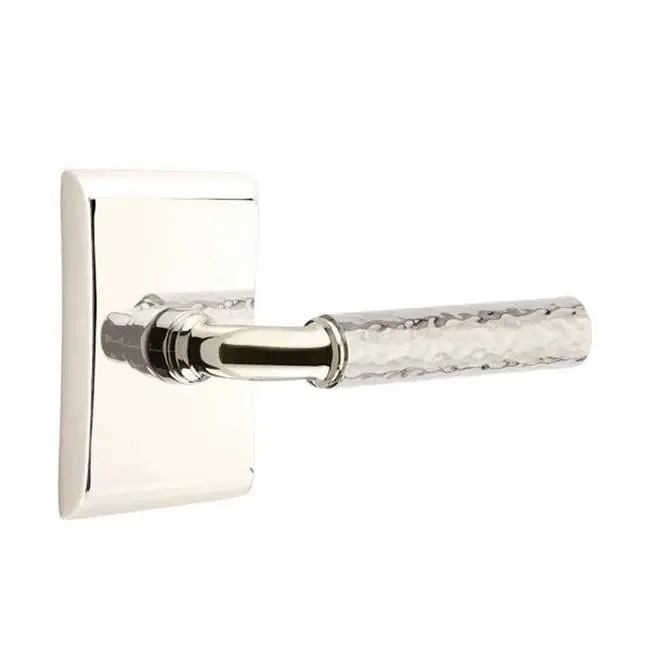 Emtek Select Privacy Interior Mortise w/ Neos Rosette & R-Bar Stem, Hammered Lever (LH)