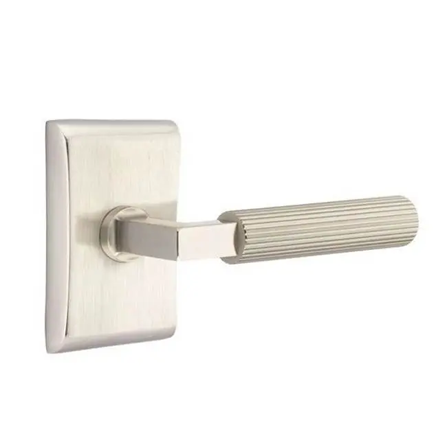 Emtek Select Privacy Interior Mortise w/ Neos Rosette & L-Square Stem, Straight Knurled Lever (LH)