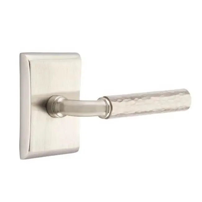 Emtek Select Privacy Interior Mortise w/ Neos Rosette & R-Bar Stem, Hammered Lever (LH)