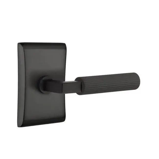 Emtek Select Privacy Interior Mortise w/ Neos Rosette & L-Square Stem, Straight Knurled Lever (LH)
