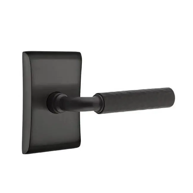 Emtek Select Privacy Interior Mortise w/ Neos Rosette & R-Bar Stem, Hammered Lever (LH)