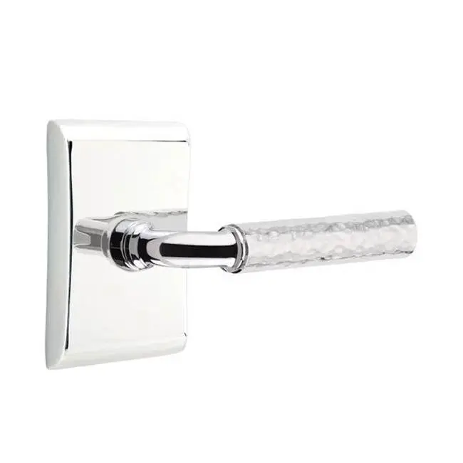 Emtek Select Privacy Interior Mortise w/ Neos Rosette & R-Bar Stem, Hammered Lever (LH)