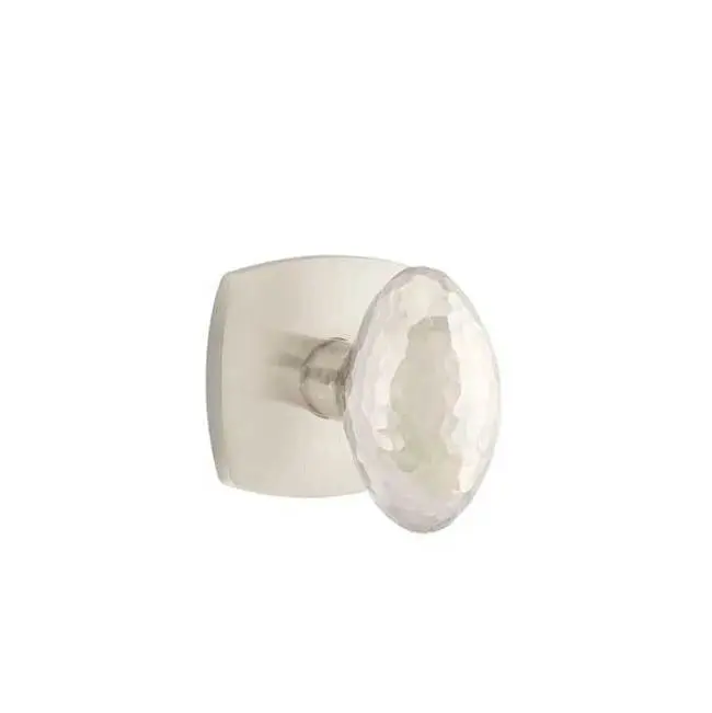 Emtek Passage Interior Mortise Set w/ Urban Modern Rosette & Hammered Egg Knob, Satin Nickel (RH)