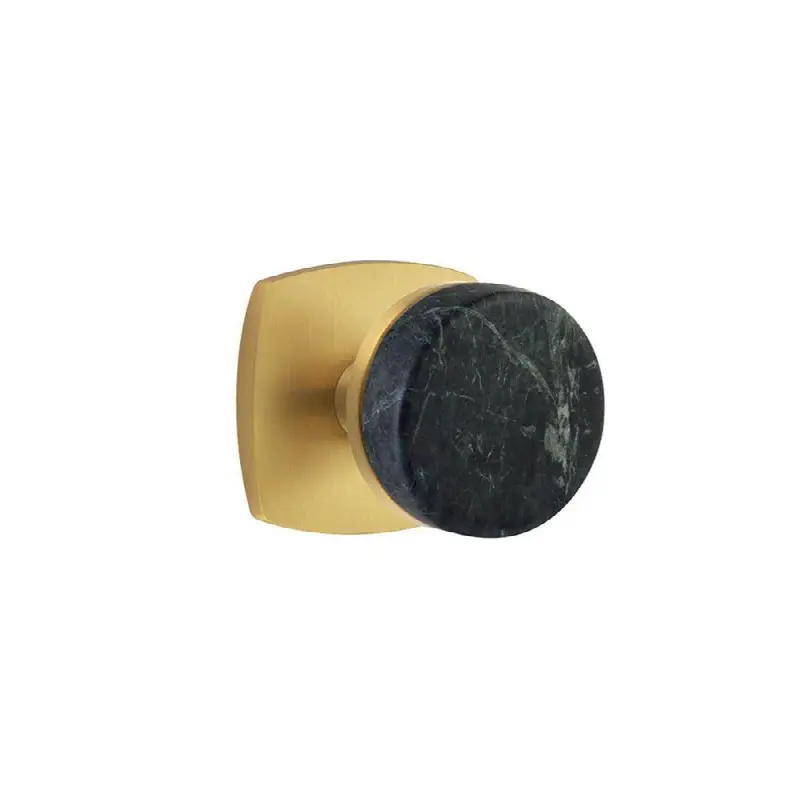 Emtek Select Passage Interior Mortise w/ Urban Modern Rosette & Conical Stem, Green Marble Knob, French Antique (RH)