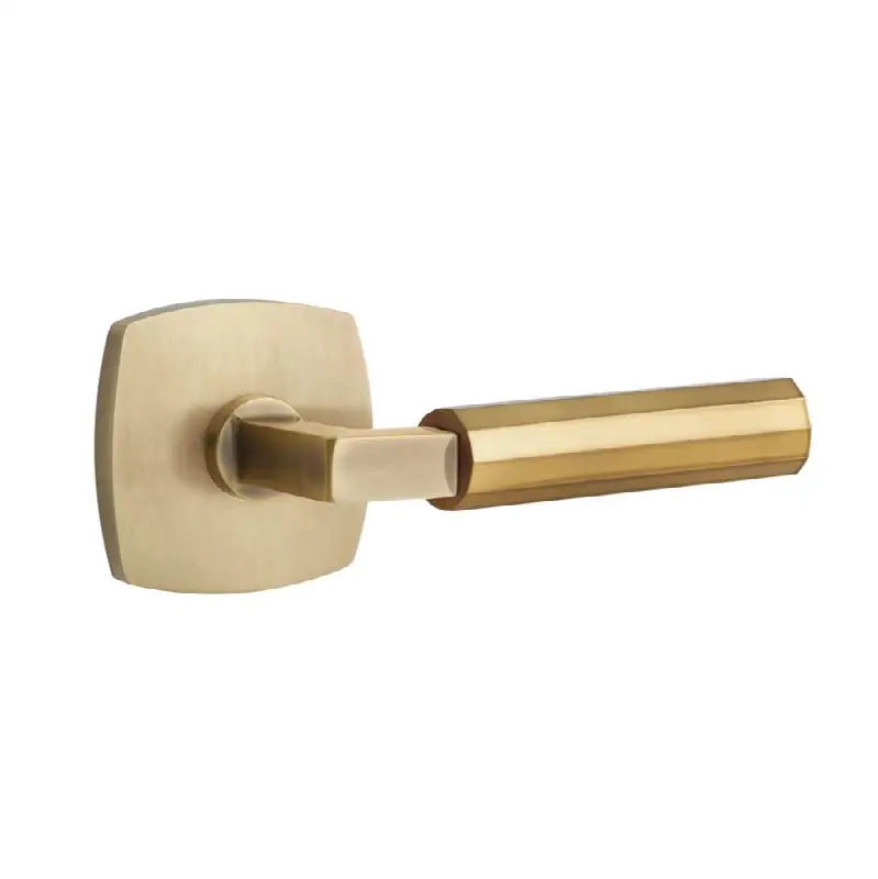 Emtek Select Passage Interior Mortise w/ Urban Modern Rosette & L-Square Stem, Faceted Lever (RH)