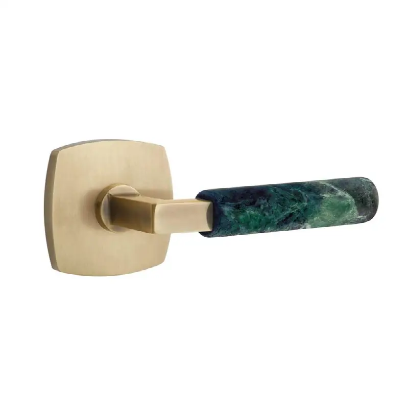 Emtek Select Passage Interior Mortise w/ Urban Modern Rosette & L-Sq. Stem, Green Marble Lever (RH)
