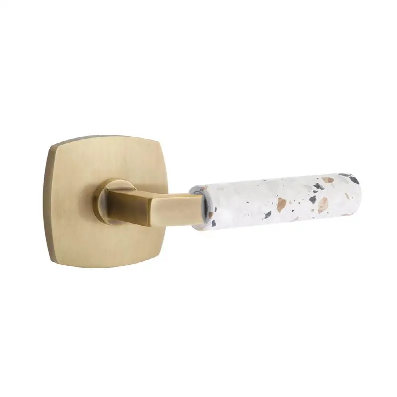 Emtek Select Passage Interior Mortise w/ Urban Modern Rosette & L-Sq. Stem, Lt. Terrazzo Lever (RH)
