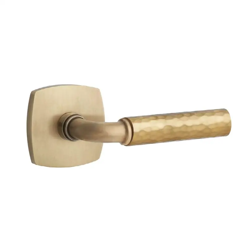 Emtek Select Passage Interior Mortise w/ Urban Modern Rosette & R-Bar Stem, Hammered Lever (RH)