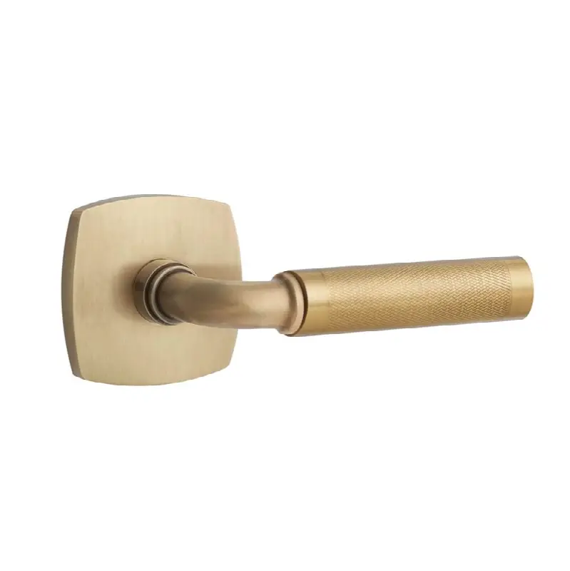 Emtek Select Passage Interior Mortise w/ Urban Modern Rosette & R-Bar Stem, Knurled Lever (RH)
