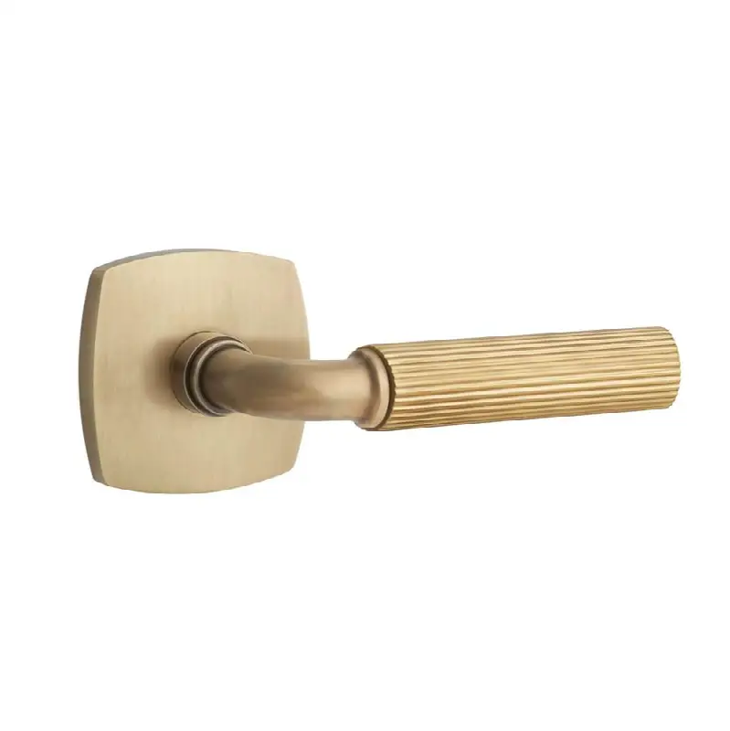 Emtek Select Passage Interior Mortise w/ Urban Modern Rosette & R-Bar Stem, Str. Knurled Lever (RH)