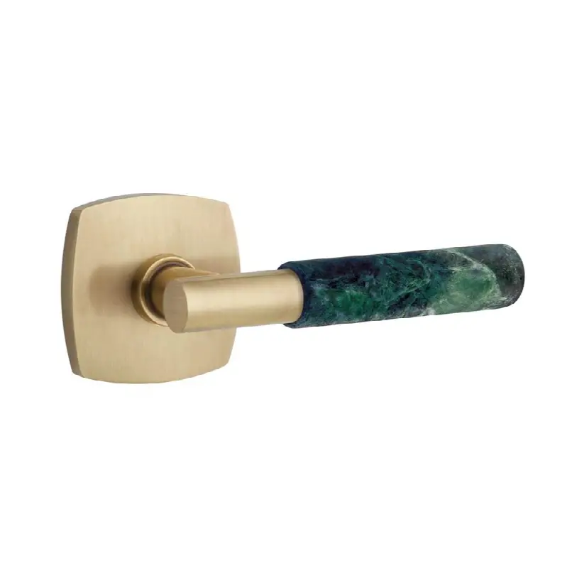 Emtek Select Passage Interior Mortise w/ Urban Modern Rosette & T-Bar Stem, Green Marble Lever (LH)
