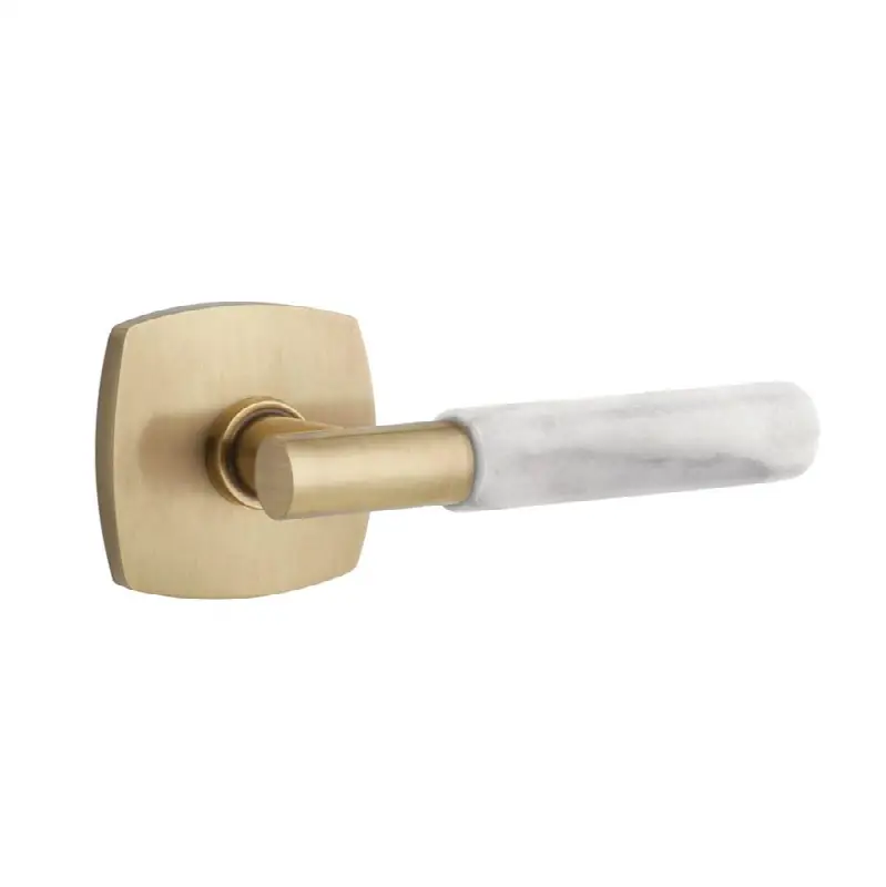 Emtek Select Passage Interior Mortise w/ Urban Modern Rosette & T-Bar Stem, White Marble Lever (LH)