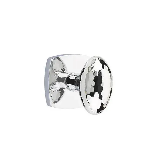 Emtek Privacy Interior Mortise Set w/ Urban Modern Rosette & Hammered Egg Knob, Polished Chrome (RH)