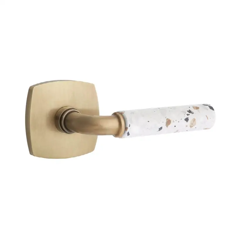 Emtek Select Privacy Interior Mortise w/ Urban Modern Rosette & R-Bar Stem, Lt. Terrazzo Lever (LH)