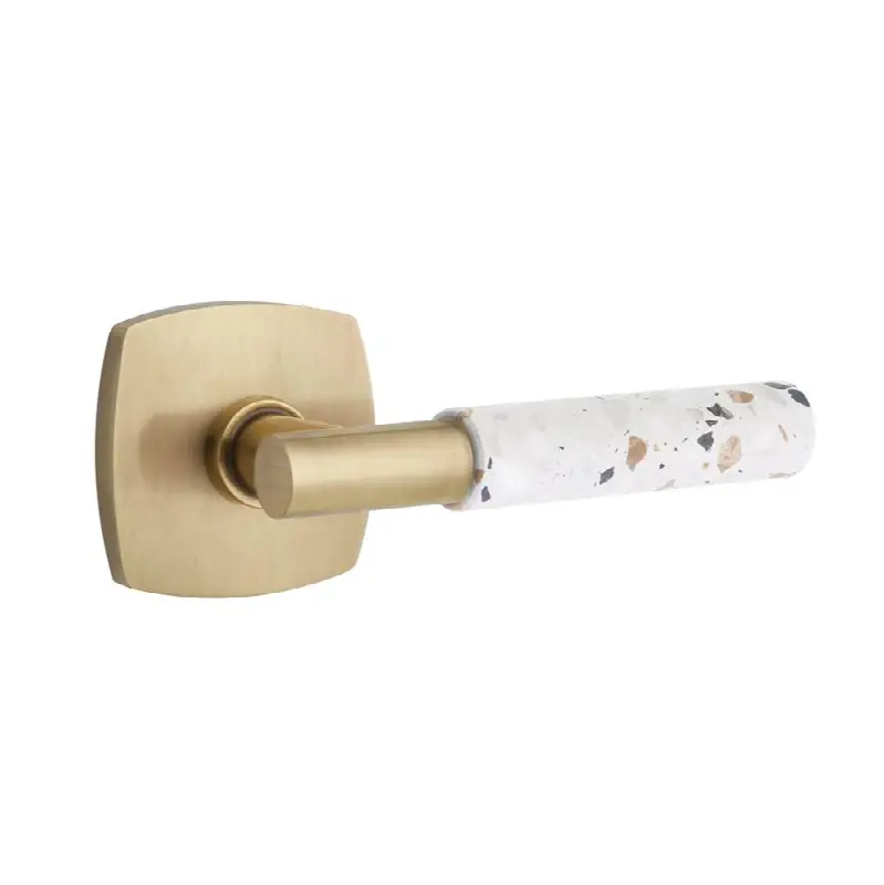 Emtek Select Privacy Interior Mortise w/ Urban Modern Rosette & T-Bar Stem, Lt. Terrazzo Lever (RH)
