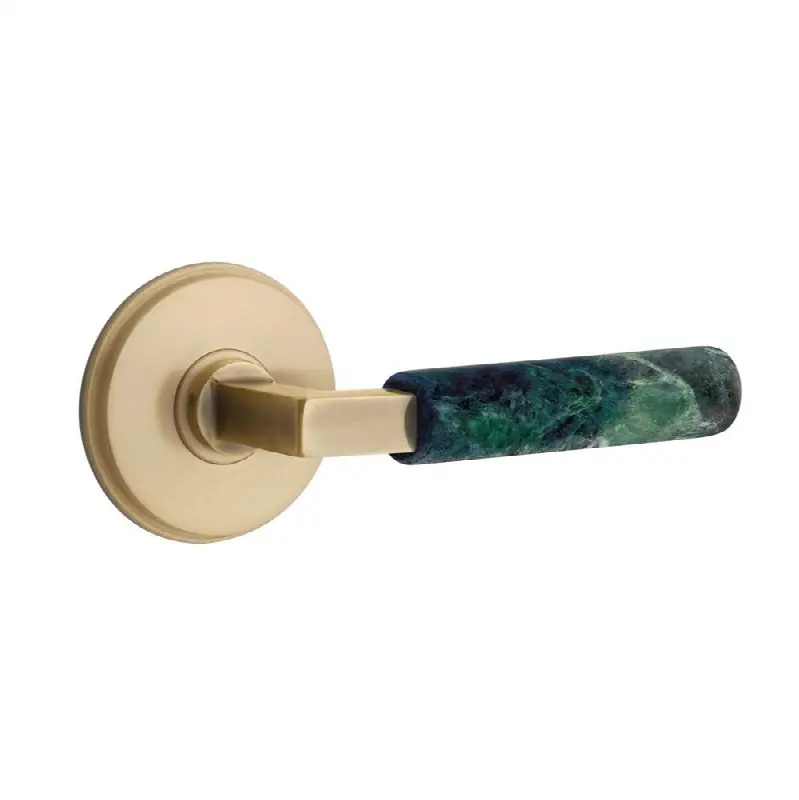 Emtek Select Passage Interior Mortise w/ Watford Rosette & L-Square Stem, Green Marble Lever (LH)