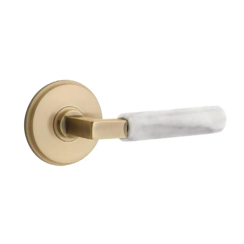 Emtek Select Passage Interior Mortise w/ Watford Rosette & L-Square Stem, White Marble Lever (LH)