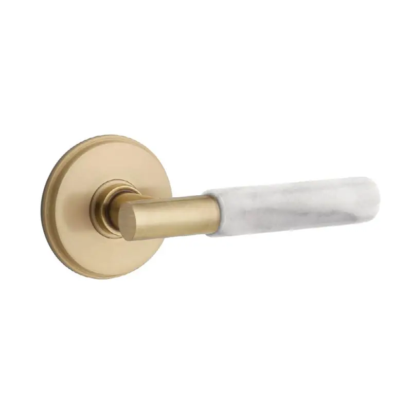 Emtek Select Passage Interior Mortise w/ Watford Rosette & T-Bar Stem, White Marble Lever (LH)