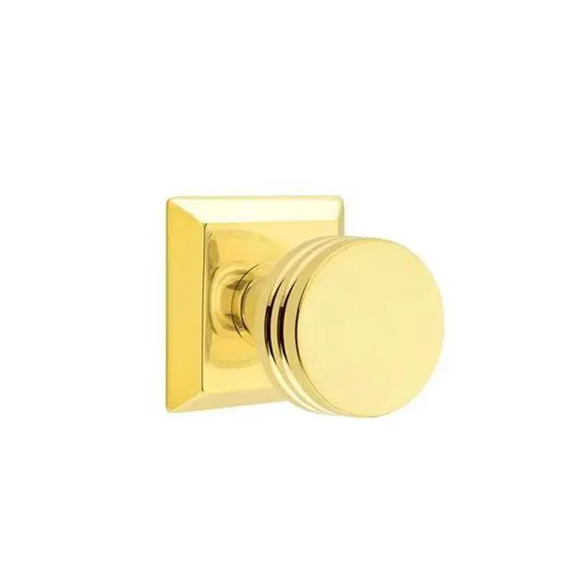 Emtek Passage Interior Mortise Set w/ Quincy Rosette & Bern Knob, Unlacquered Brass (RH)