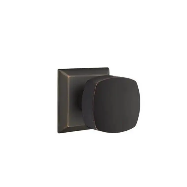 Emtek Passage Interior Mortise Set w/ Quincy Rosette & Freestone Knob, Oil Rubbed Bronze (LH)