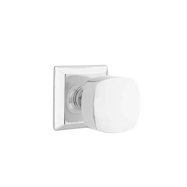 Emtek Passage Interior Mortise Set w/ Quincy Rosette & Freestone Knob, Polished Chrome (LH)