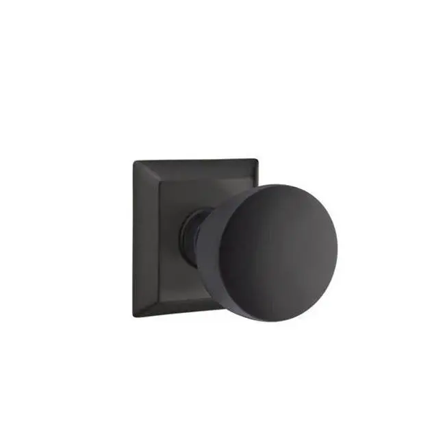 Emtek Passage Interior Mortise Set w/ Quincy Rosette & Laurent Knob, Flat Black (LH)