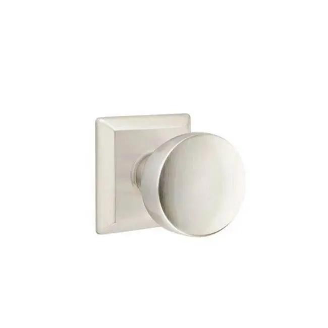 Emtek Passage Interior Mortise Set w/ Quincy Rosette & Laurent Knob, Satin Nickel (RH)