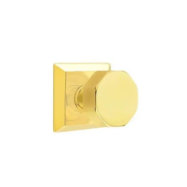 Emtek Passage Interior Mortise Set w/ Quincy Rosette & Octagon Knob, Unlacquered Brass (RH)