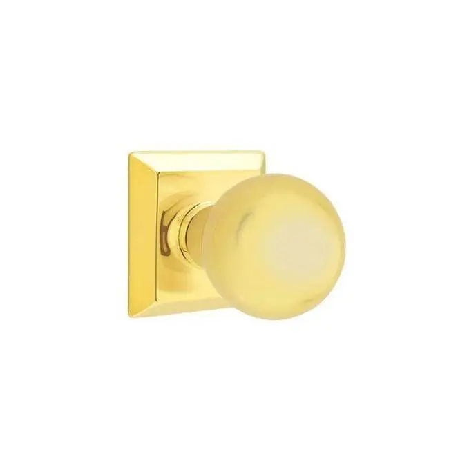 Emtek Passage Interior Mortise Set w/ Quincy Rosette & Orb Knob, Unlacquered Brass (LH)