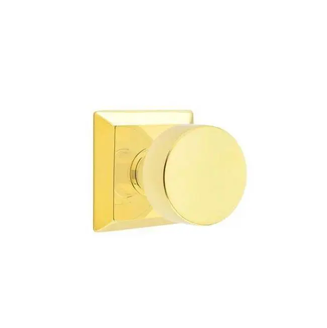 Emtek Passage Interior Mortise Set w/ Quincy Rosette & Round Knob, Unlacquered Brass (RH)