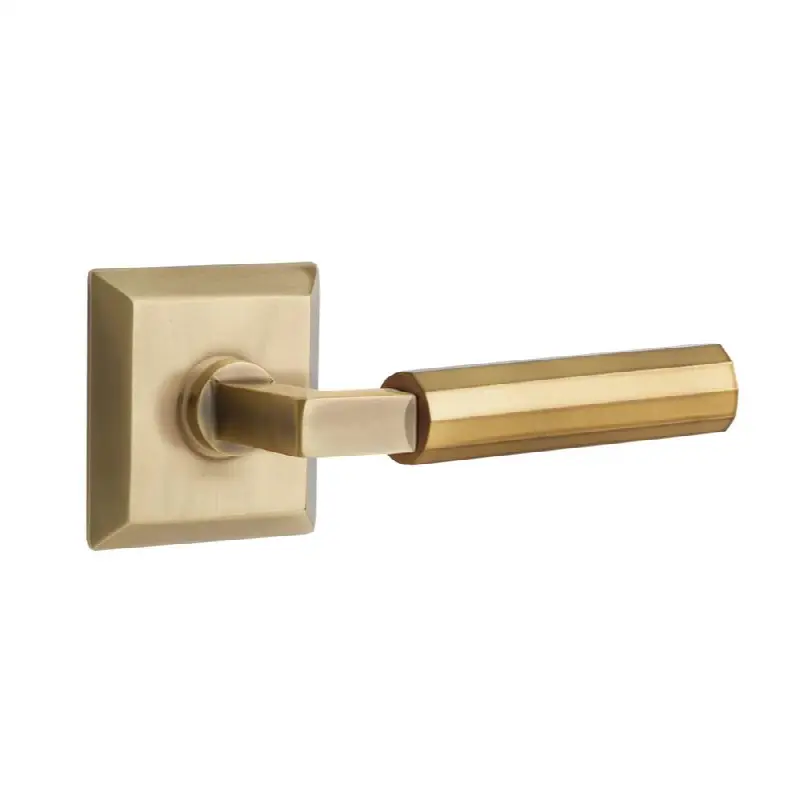 Emtek Select Passage Interior Mortise w/ Quincy Rosette & L-Square Stem, Faceted Lever (RH)