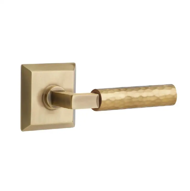 Emtek Select Passage Interior Mortise w/ Quincy Rosette & L-Square Stem, Hammered Lever (LH)