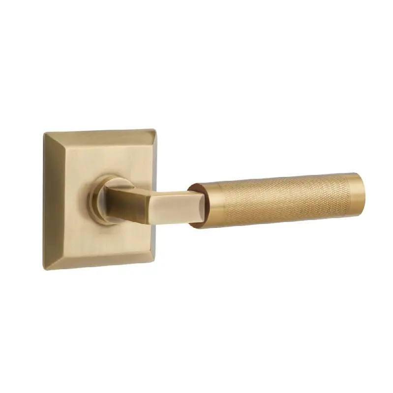 Emtek Select Passage Interior Mortise w/ Quincy Rosette & L-Square Stem, Knurled Lever (RH)