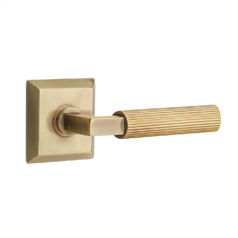 Emtek Select Passage Interior Mortise w/ Quincy Rosette & L-Square Stem, Straight Knurled Lever (RH)